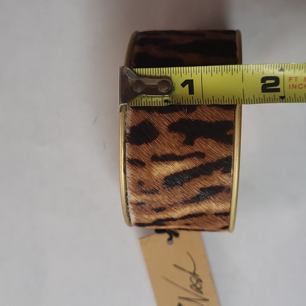 Patricia Nash Leopard Print Calf Hair Cuff Bracelet - Picture 4 of 7
